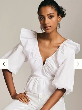 NWT Anthropologie ASTR white cotton peplum top